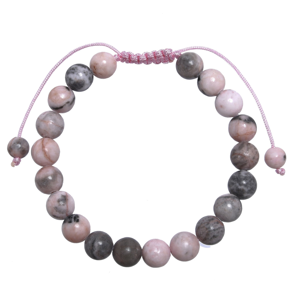Rhodonite Stone Braided Shamballa Bracelet B4118-Rhodonite - 8MM