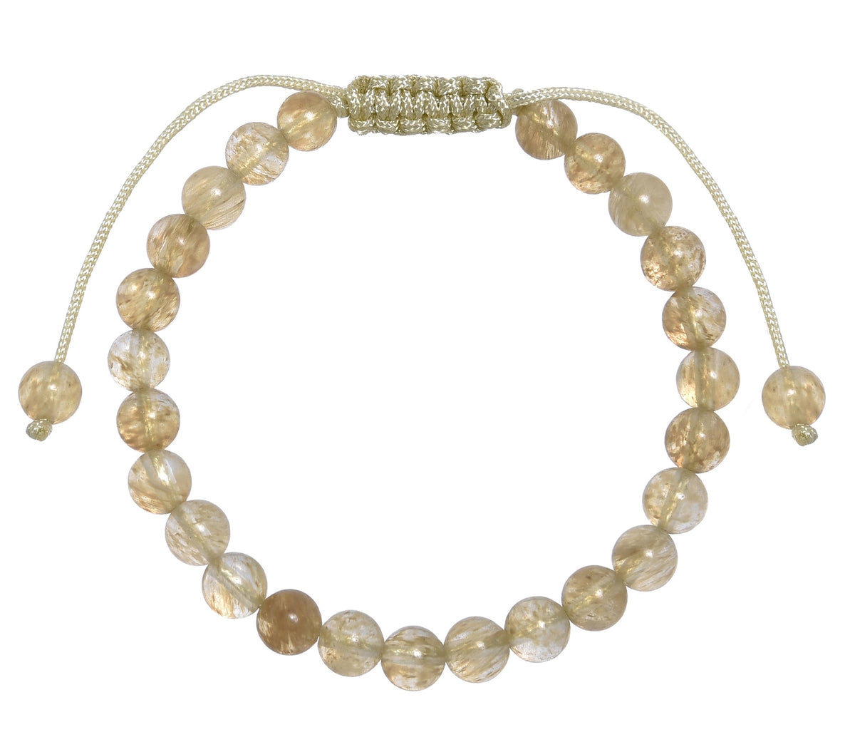 Citrine Quartz Stone Braided Shamballa Bracelet B4119-Citrine Quartz - 6MM