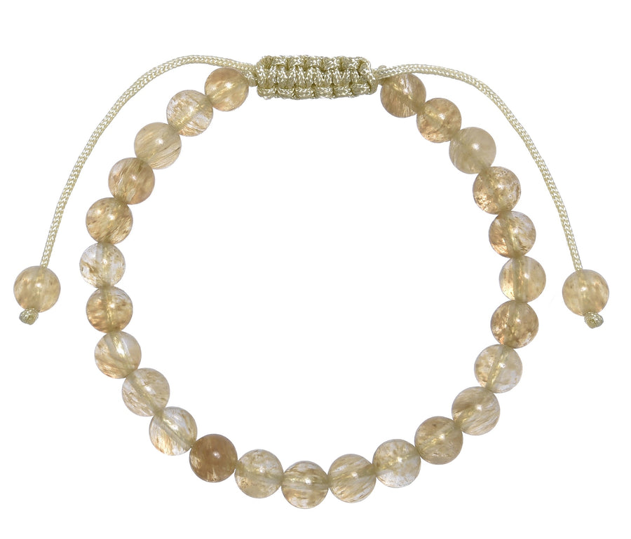 Citrine Quartz Stone Braided Shamballa Bracelet B4119-Citrine Quartz