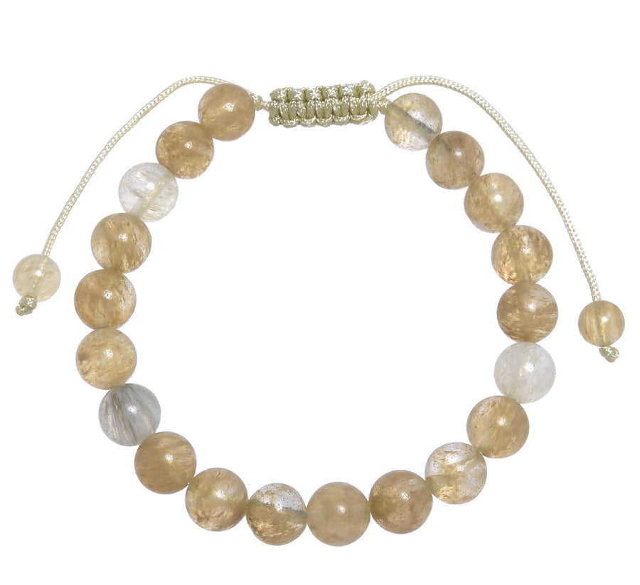 Citrine Quartz Stone Braided Shamballa Bracelet B4119-Citrine Quartz