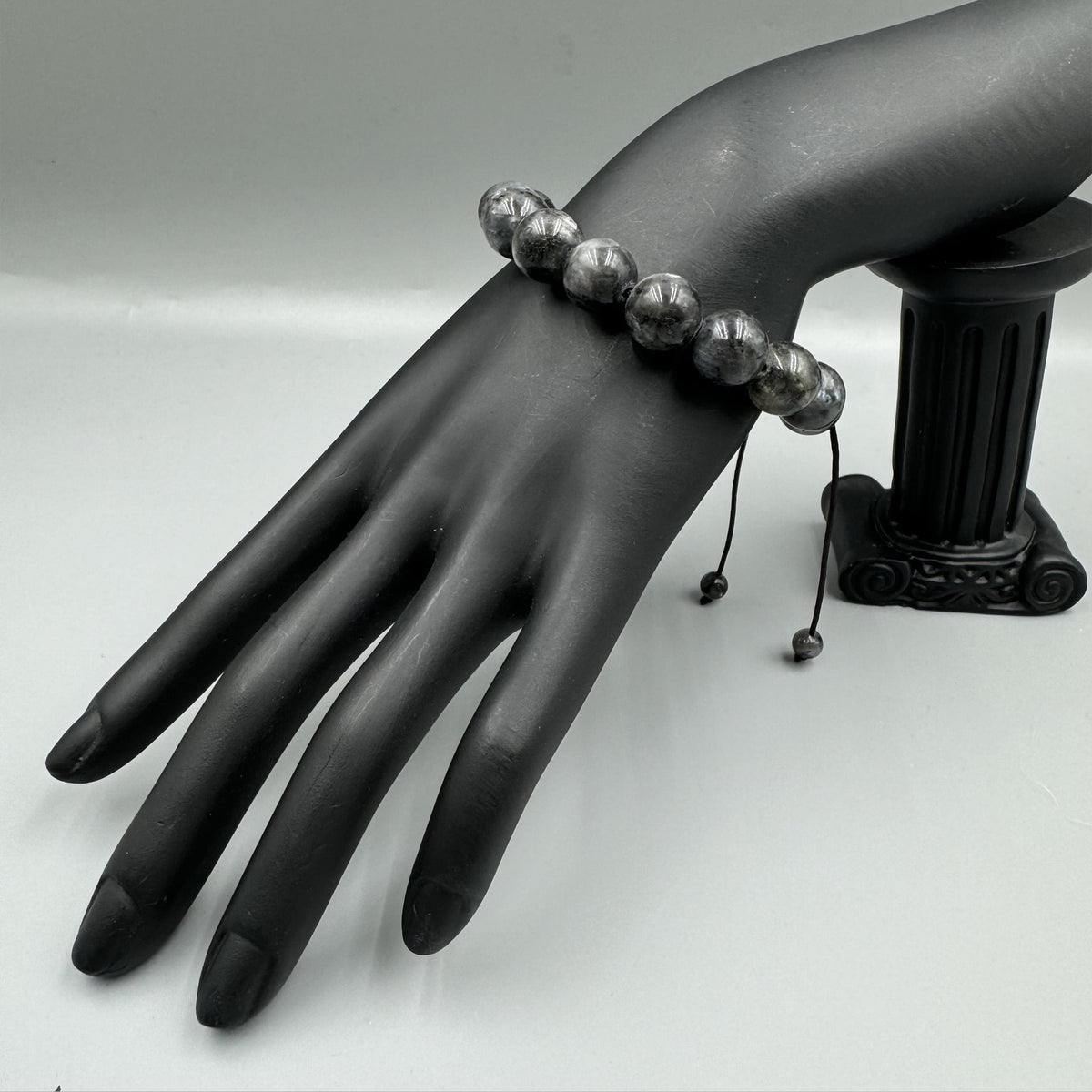 Black Labradorite Stone Braided Bracelet B4120-12MM - view 6