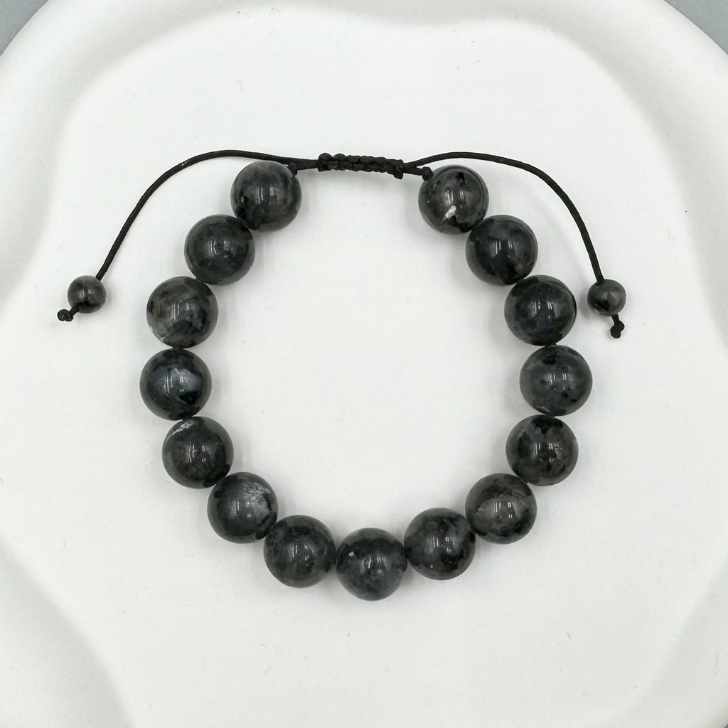 Black Labradorite Stone Braided Bracelet B4120-12MM - view 9