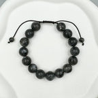 Black Labradorite Stone Braided Bracelet B4120-12MM - view 9