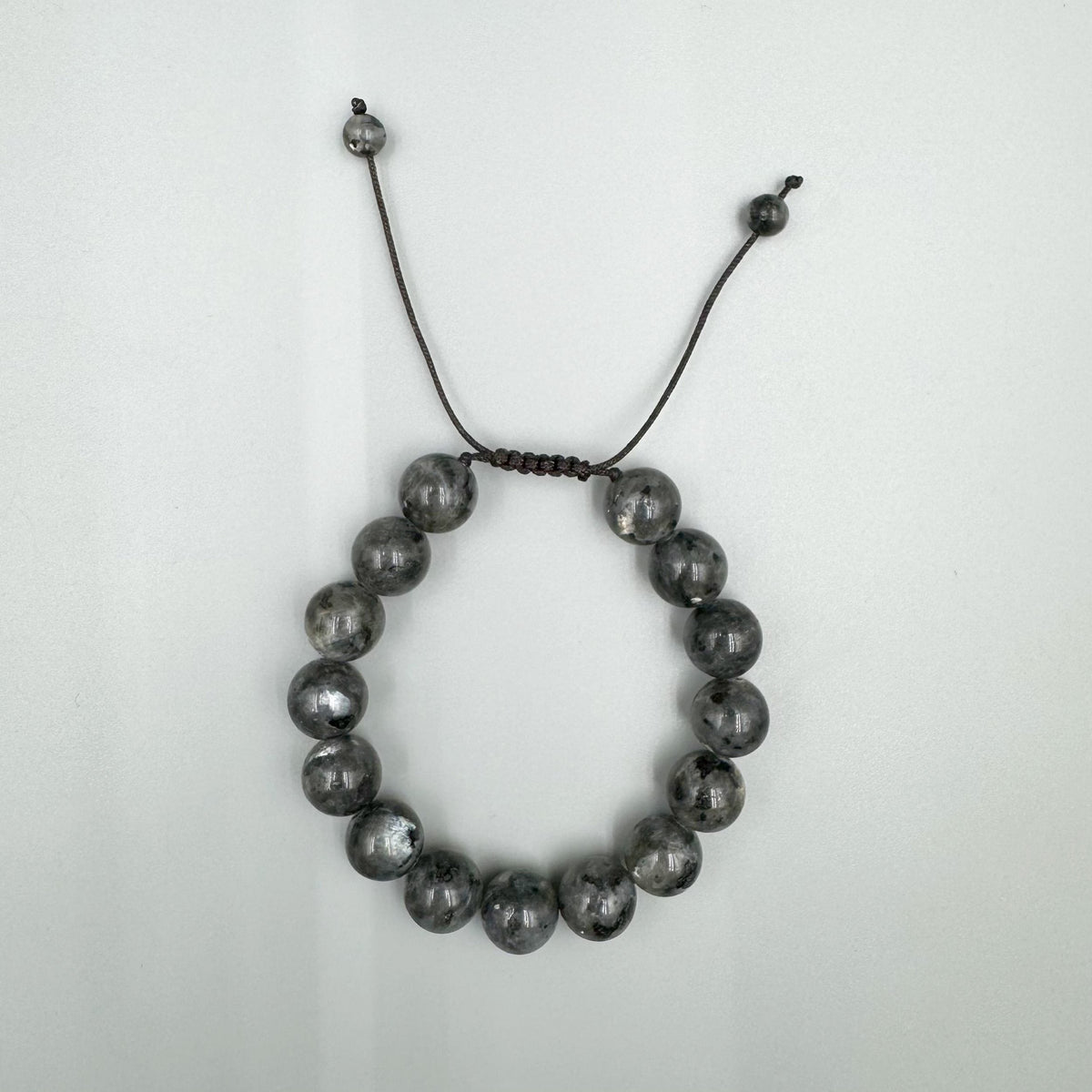 Black Labradorite Stone Braided Bracelet B4120-12MM - view 7