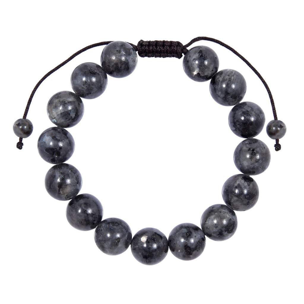 Black Labradorite Stone Braided Bracelet B4120-Black Labradorite - 12MM