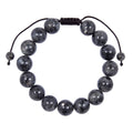 Black Labradorite Stone Braided Bracelet B4120-Black Labradorite - 12MM