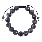 Black Labradorite Stone Braided Bracelet B4120-Black Labradorite - 12MM