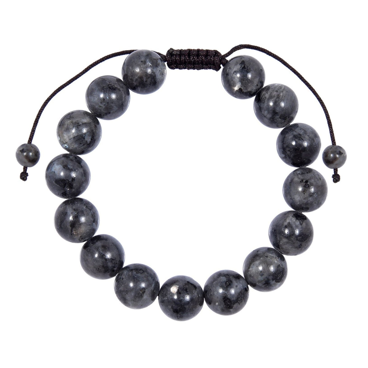 Black Labradorite Stone Braided Bracelet B4120-Black Labradorite - 12MM