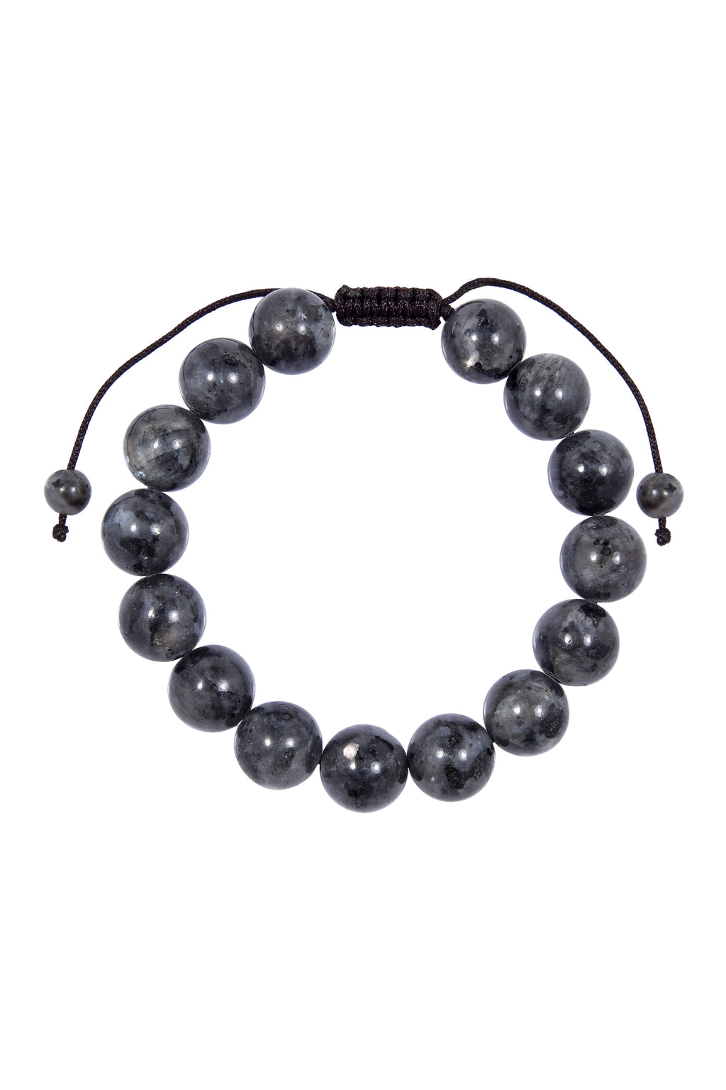 Black Labradorite Stone Braided Bracelet B4120-12MM - view 4