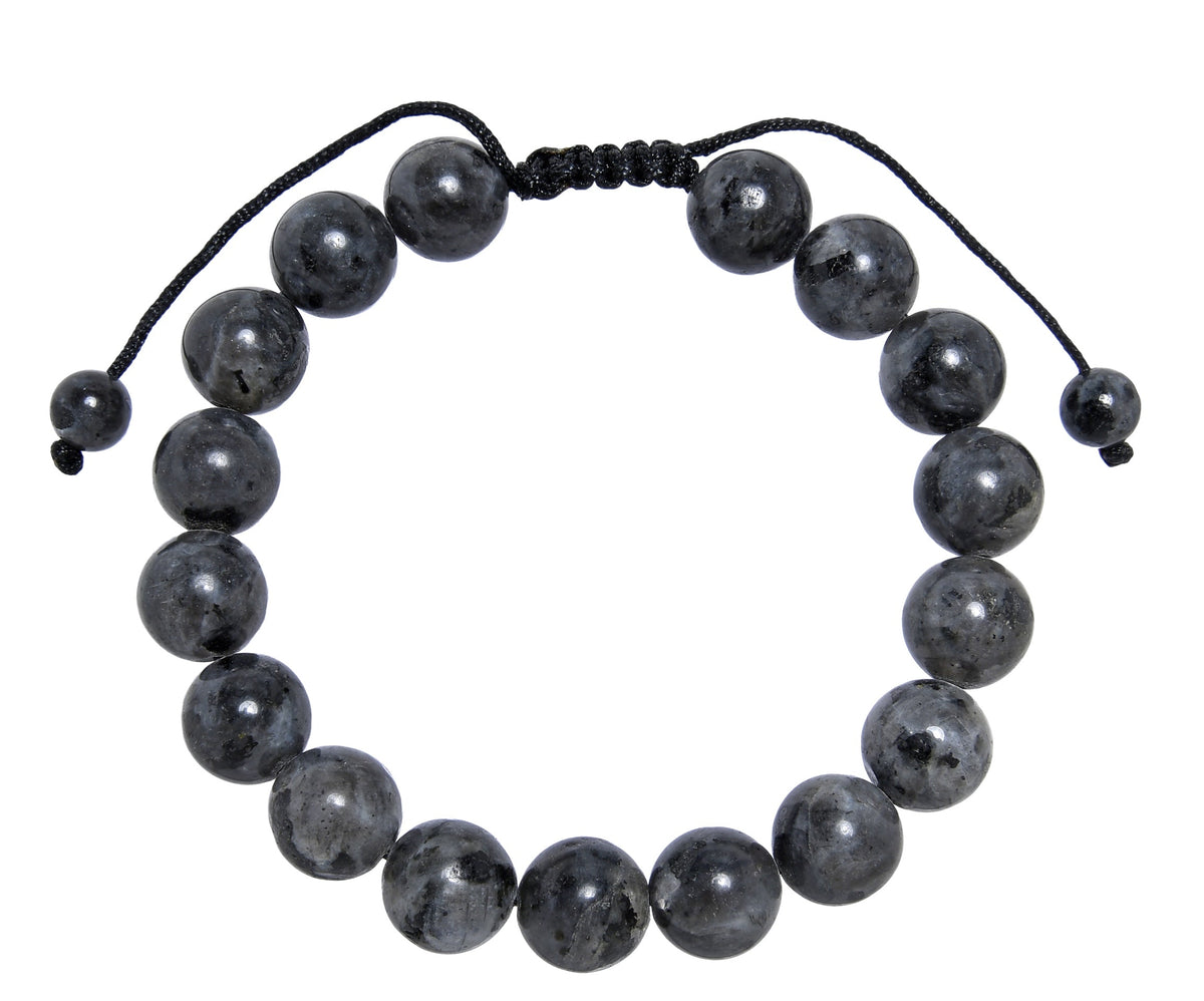 Black Labradorite Stone Braided Bracelet B4120-Black Labradorite - 10MM