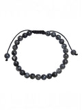 Black Labradorite Stone Braided Bracelet B4120-Black Labradorite - 6MM