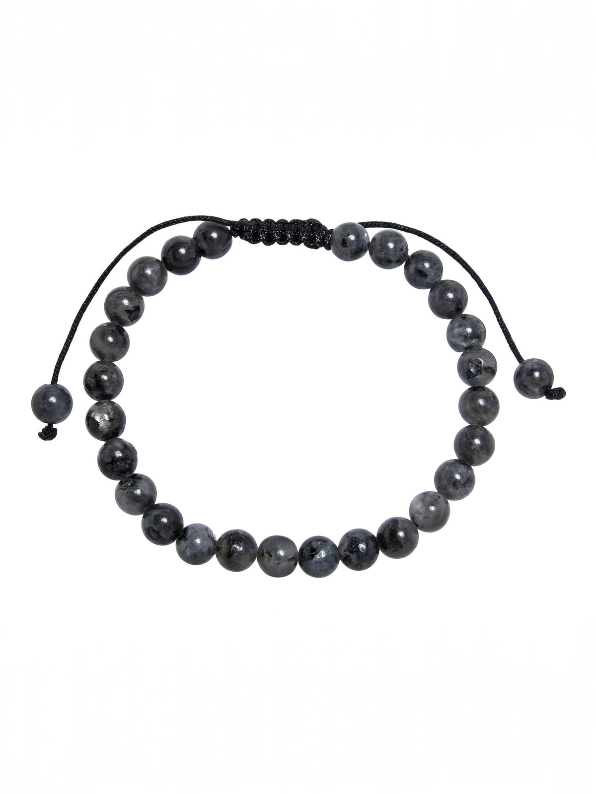 Black Labradorite Stone Braided Bracelet B4120-Black Labradorite - 6MM