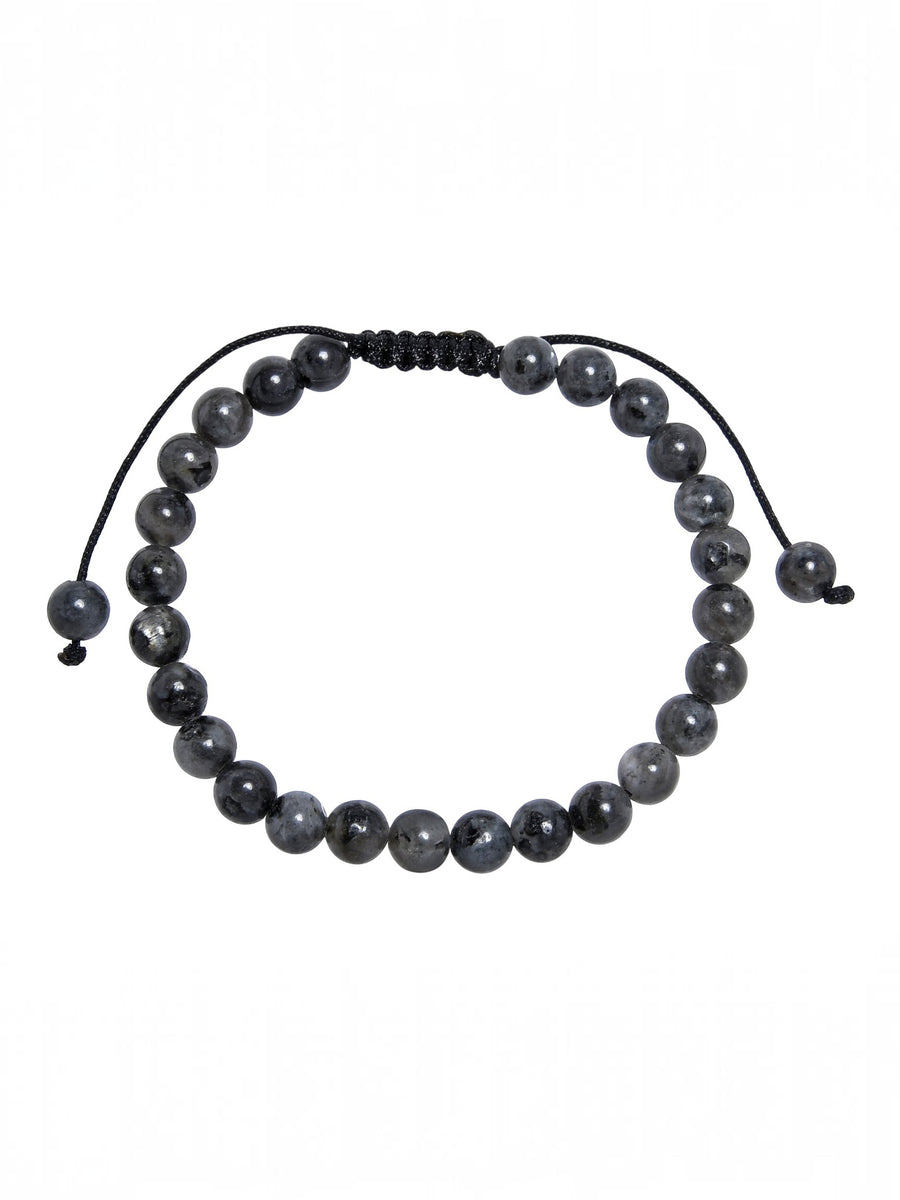 Black Labradorite Stone Braided Bracelet B4120-Black Labradorite