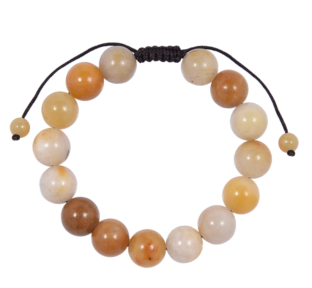 Golden Jade Stone Braided Bracelet B4122-Golden Jade - 12MM