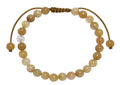 Golden Jade Stone Braided Bracelet B4122-Golden Jade - 6MM