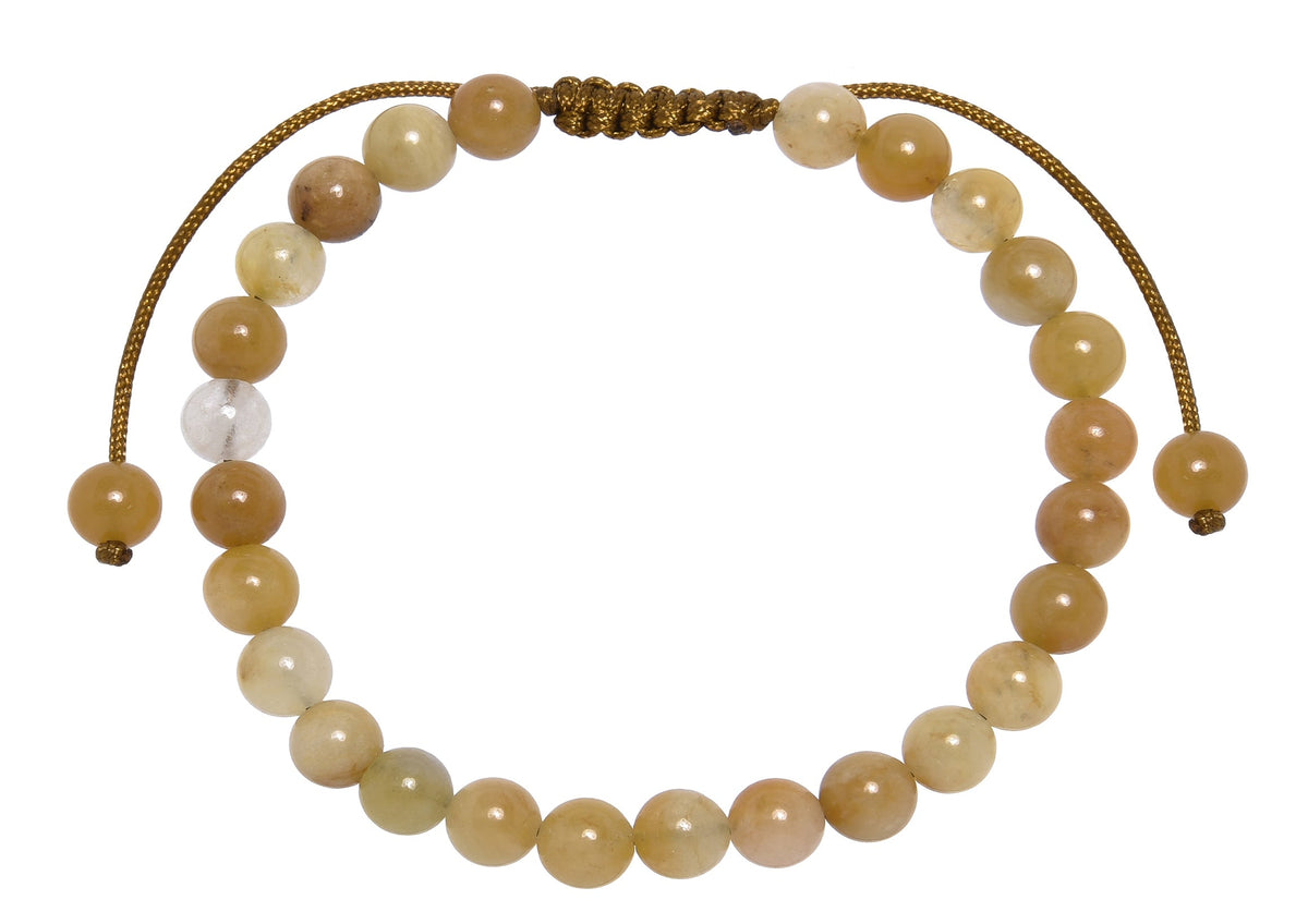 Golden Jade Stone Braided Bracelet B4122-Golden Jade - 6MM