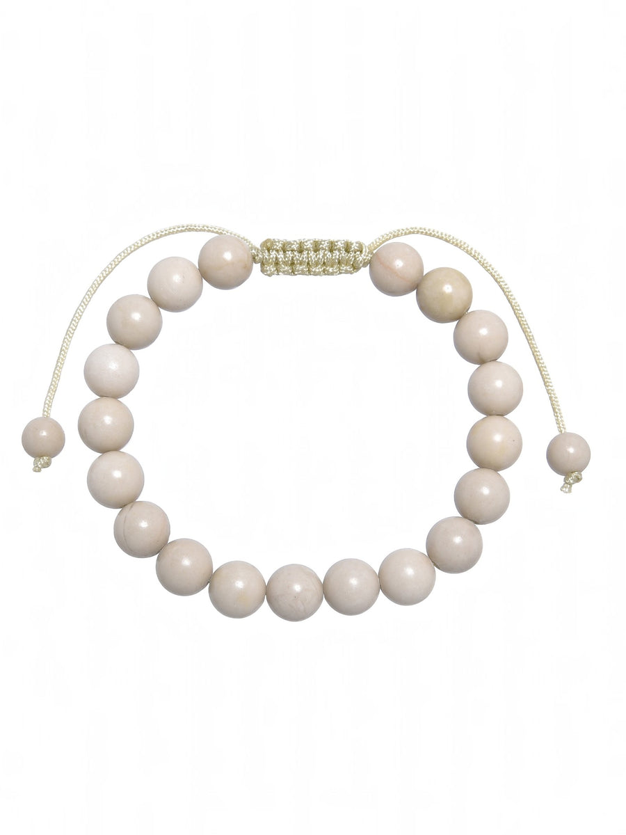 Fossil Stone Braided Shamballa Bracelet B4124-Fossil
