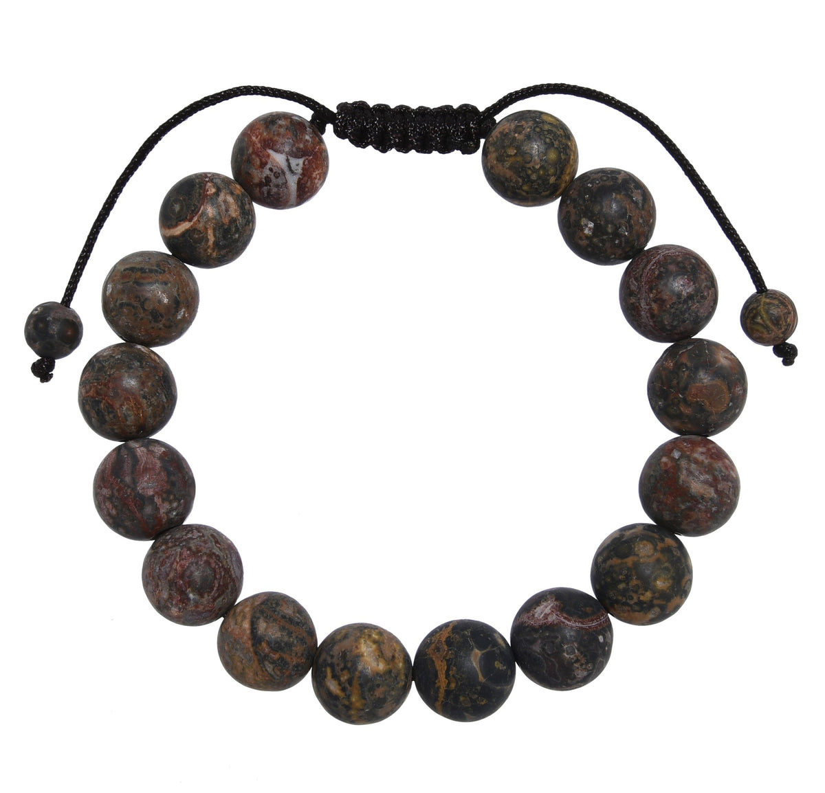 Red Leopard Skin-Matte Stone Braided Shamballa Bracelet B4125-Red Leopard Skin-Matte - 10MM