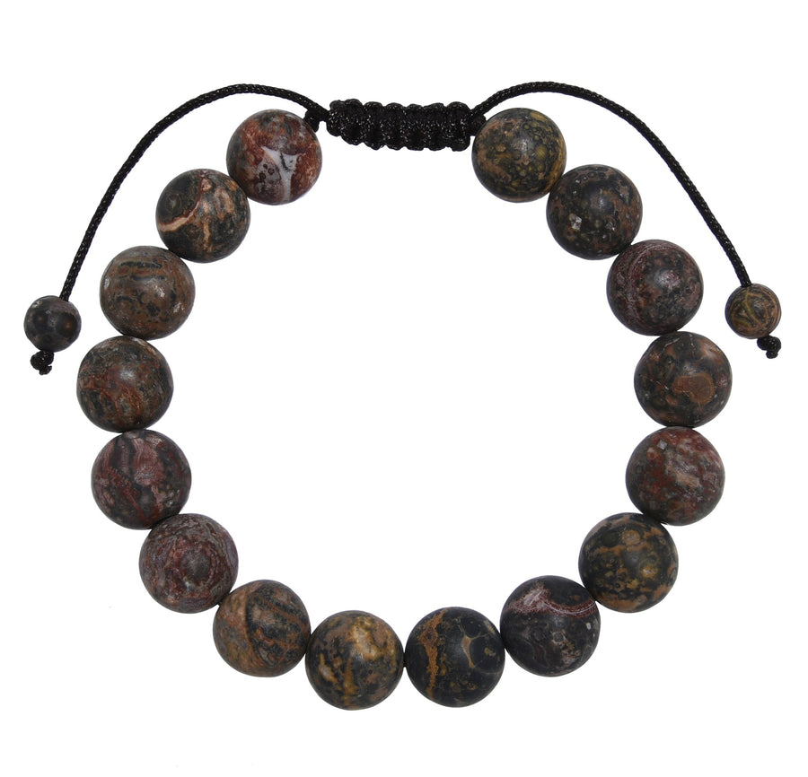 Red Leopard Skin-Matte Stone Braided Shamballa Bracelet B4125-Red Leopard Skin-Matte