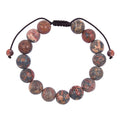 Red Leopard Skin-Matte Stone Braided Shamballa Bracelet B4125-Red Leopard Skin-Matte - 12MM