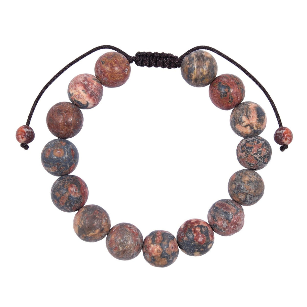 Red Leopard Skin-Matte Stone Braided Shamballa Bracelet B4125-Red Leopard Skin-Matte - 12MM