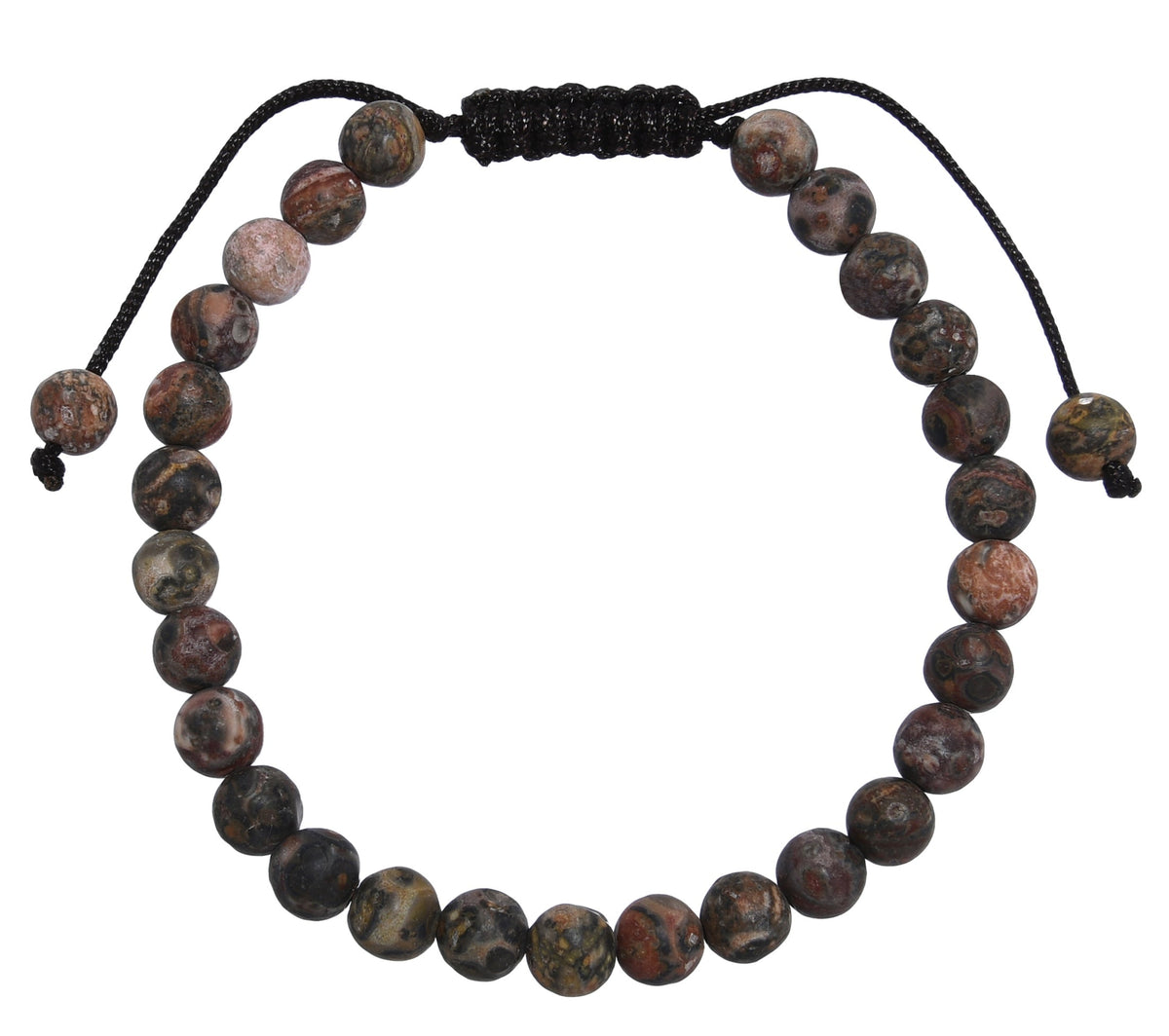 Red Leopard Skin-Matte Stone Braided Shamballa Bracelet B4125-Red Leopard Skin-Matte