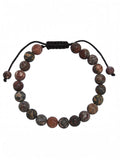 Red Leopard Skin-Matte Stone Braided Shamballa Bracelet B4125-Red Leopard Skin-Matte - 8MM