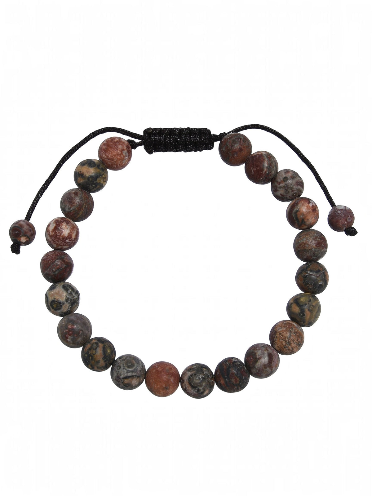 Red Leopard Skin-Matte Stone Braided Shamballa Bracelet B4125-Red Leopard Skin-Matte - 8MM