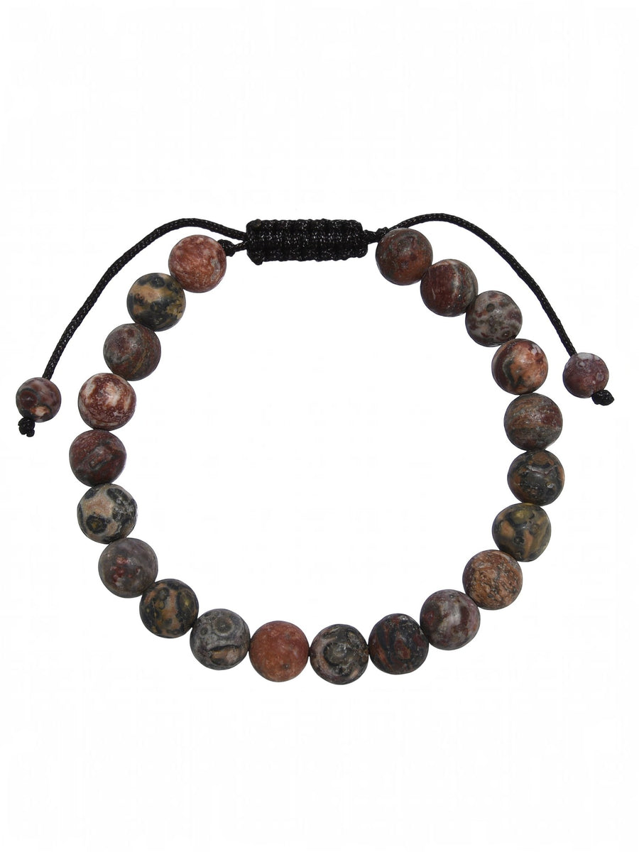 Red Leopard Skin-Matte Stone Braided Shamballa Bracelet B4125-Red Leopard Skin-Matte