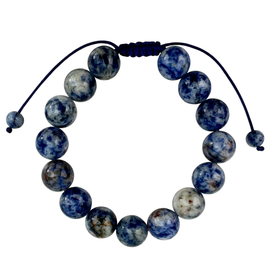 Blue Spot Jasper Stone Braided Shamballa Bracelet B4128-Blue-Spot-Jasper