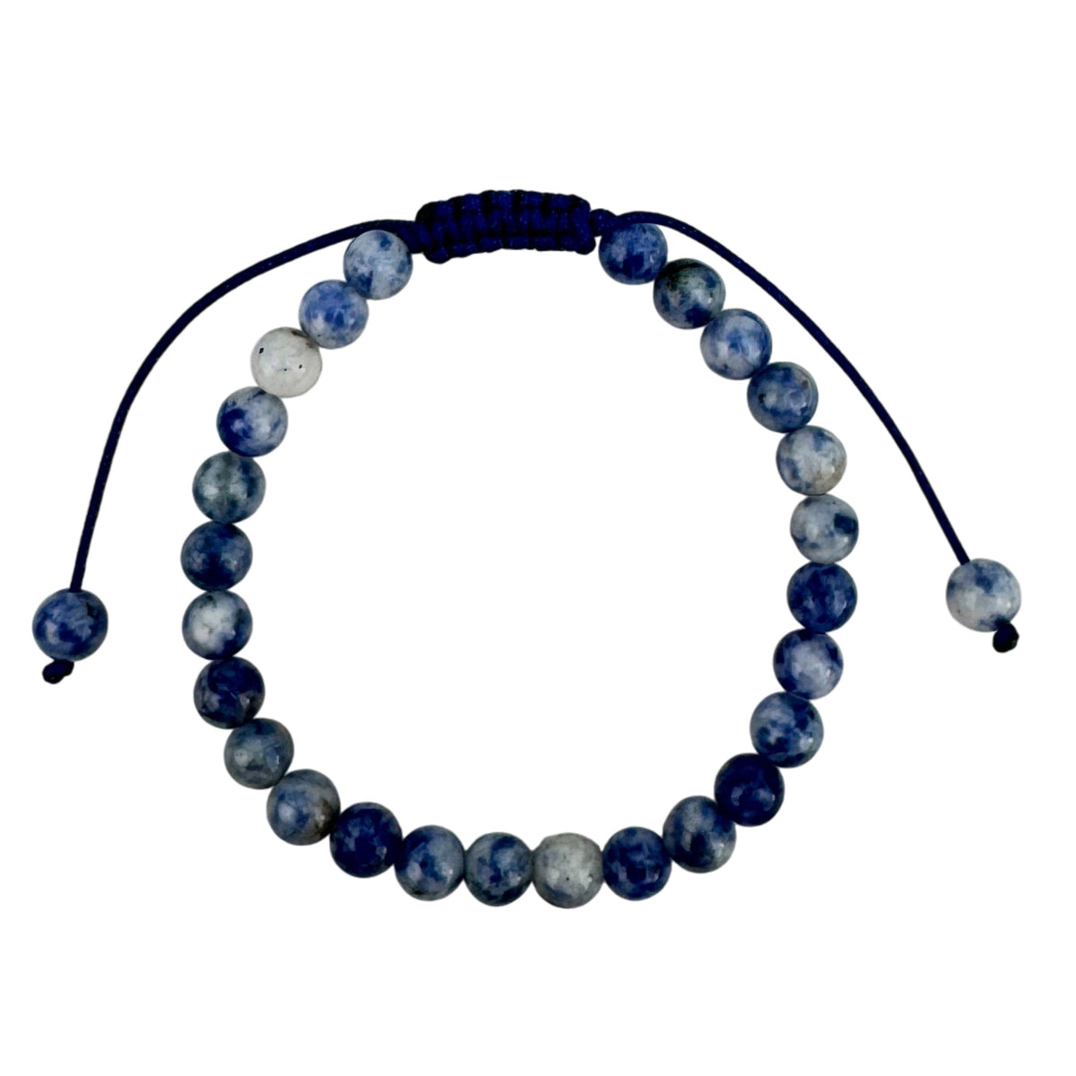 Blue Spot Jasper Stone Braided Shamballa Bracelet B4128-Blue-Spot-Jasper - 6MM