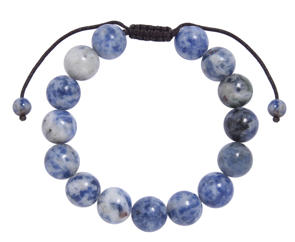 Blue Spot Jasper Stone Braided Shamballa Bracelet B4128-12MM - view 2