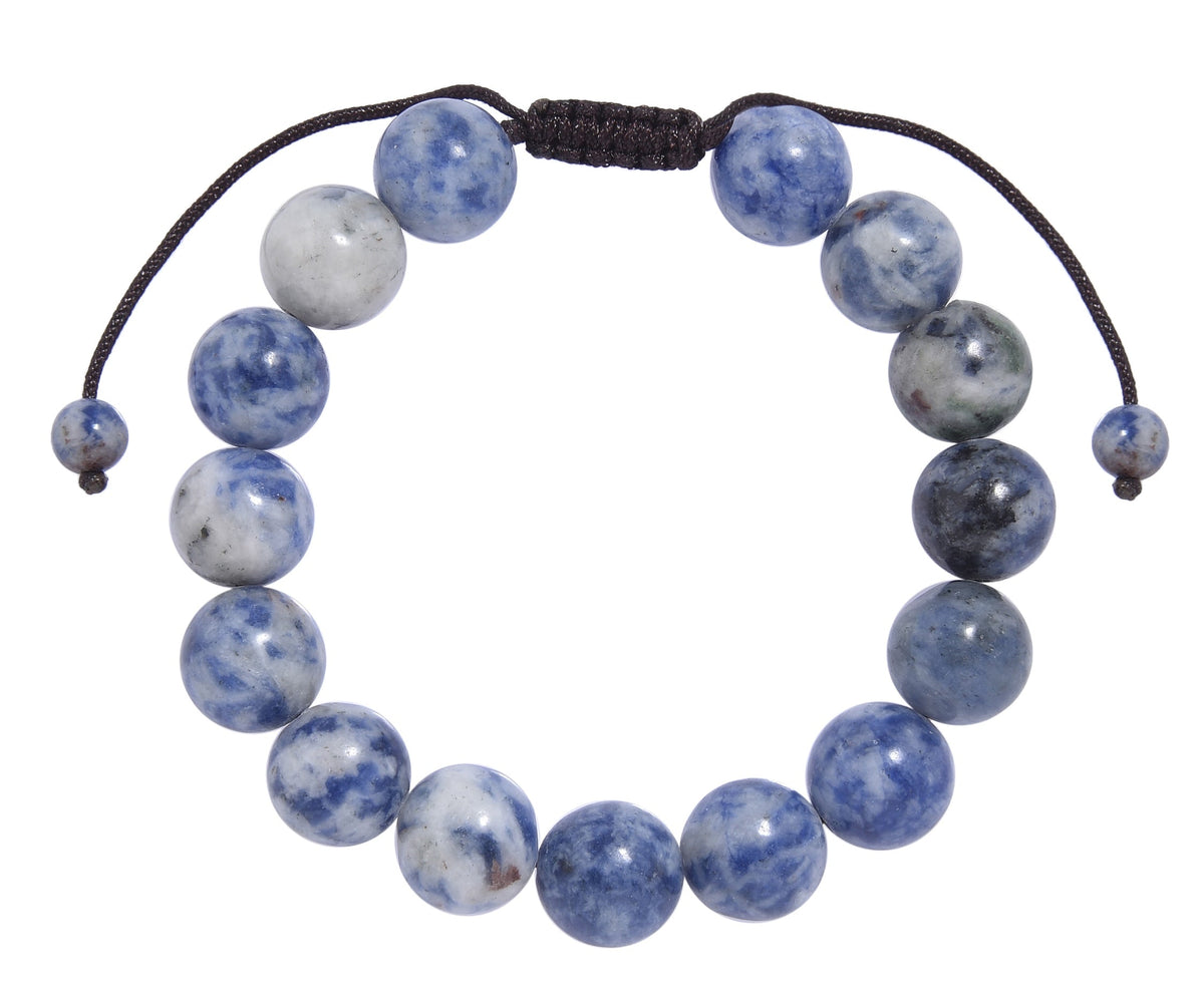 Blue Spot Jasper Stone Braided Shamballa Bracelet B4128-12MM - view 2