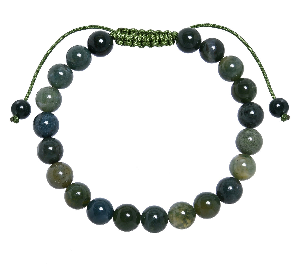 Moss Agate Stone Braided Bracelet B4131-8MM