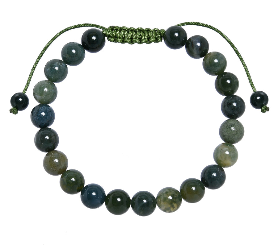 Moss Agate Stone Braided Bracelet B4131-Moss-Agate