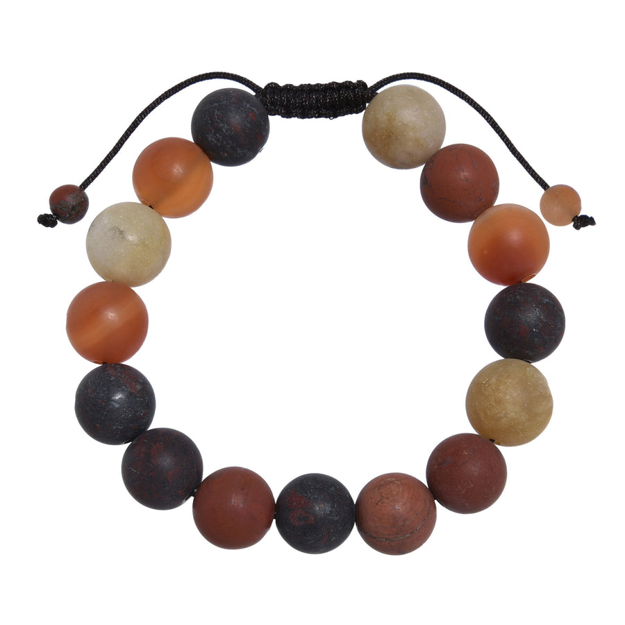 Muddy Jasper-Matte Stone Braided Bracelet B4147-Muddy Jasper-Matte