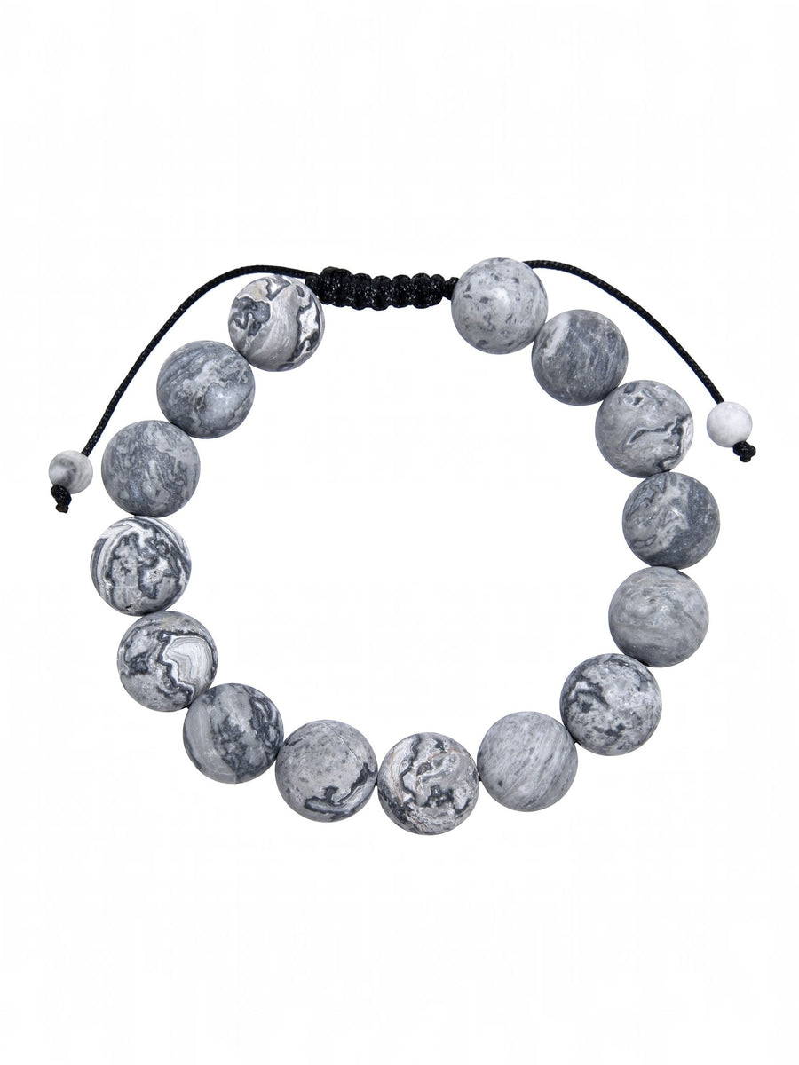 Matte Atlas Jasper Braided Shamballa Bracelet B4148-Matte Atlas Jasper