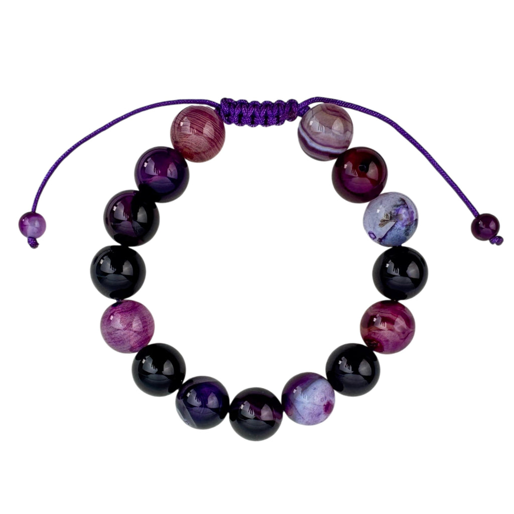 Purple Agate Stone Braided Bracelet B4149-Purple-Agate - 12MM