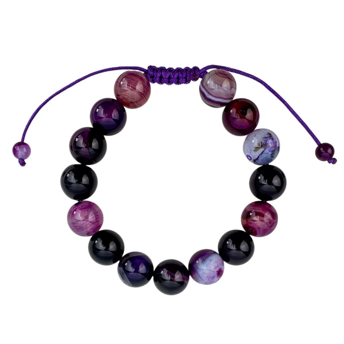 Purple Agate Stone Braided Bracelet B4149-12MM