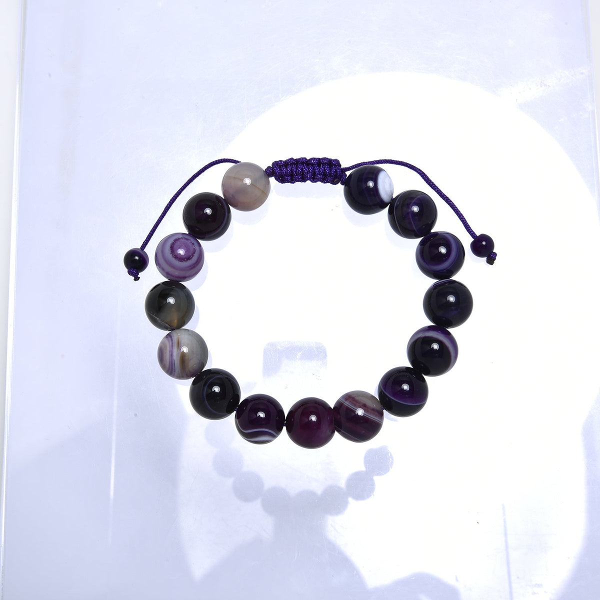 Purple Agate Stone Braided Bracelet B4149-12MM