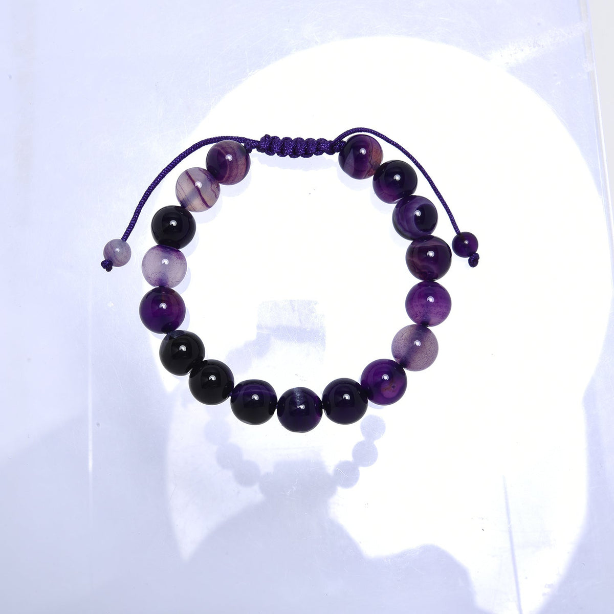 Purple Agate Stone Braided Bracelet B4149-12MM - view 8