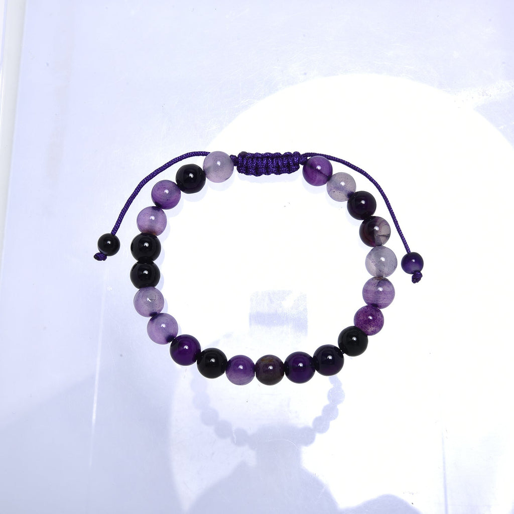 Purple Agate Stone Braided Bracelet B4149-12MM - view 7
