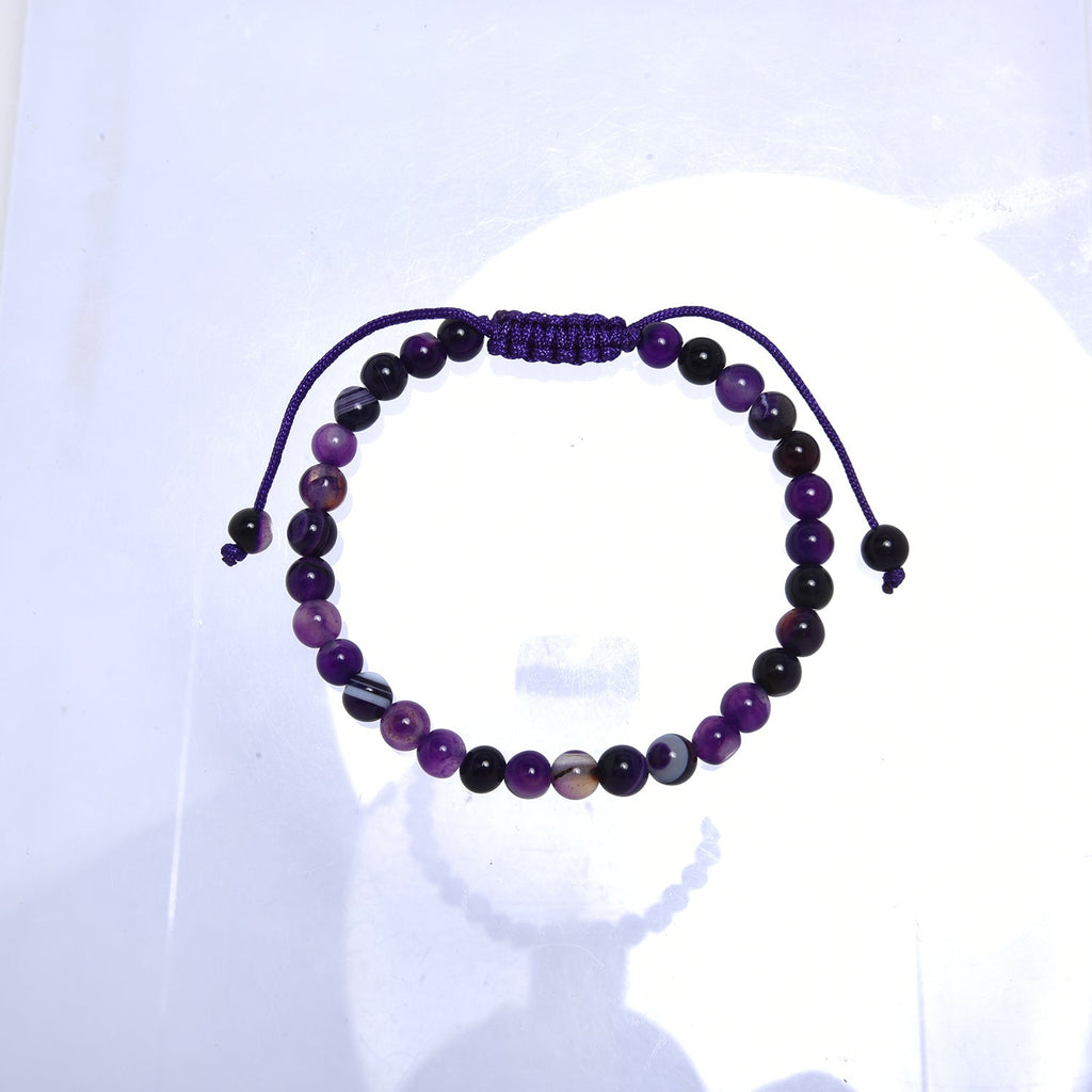 Purple Agate Stone Braided Bracelet B4149-12MM - view 6