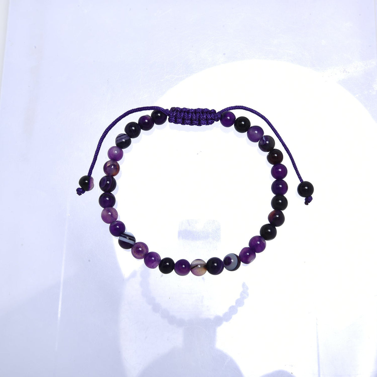 Purple Agate Stone Braided Bracelet B4149-12MM