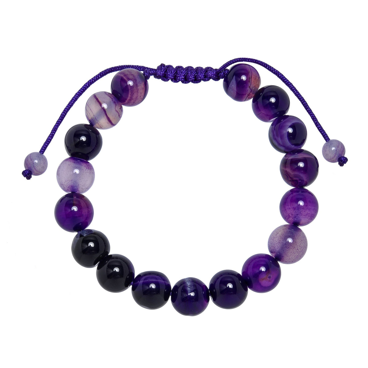 Purple Agate Stone Braided Bracelet B4149-12MM - view 3