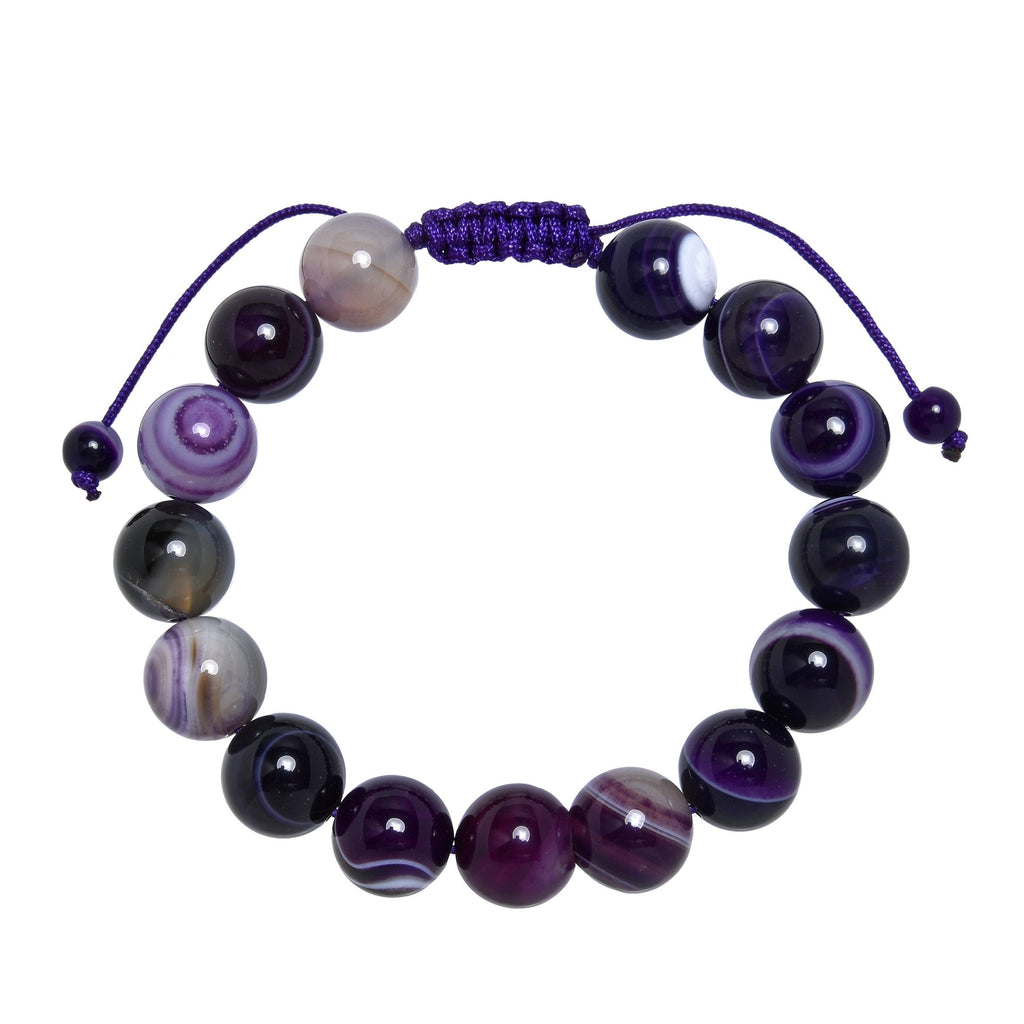 Purple Agate Stone Braided Bracelet B4149-12MM - view 2