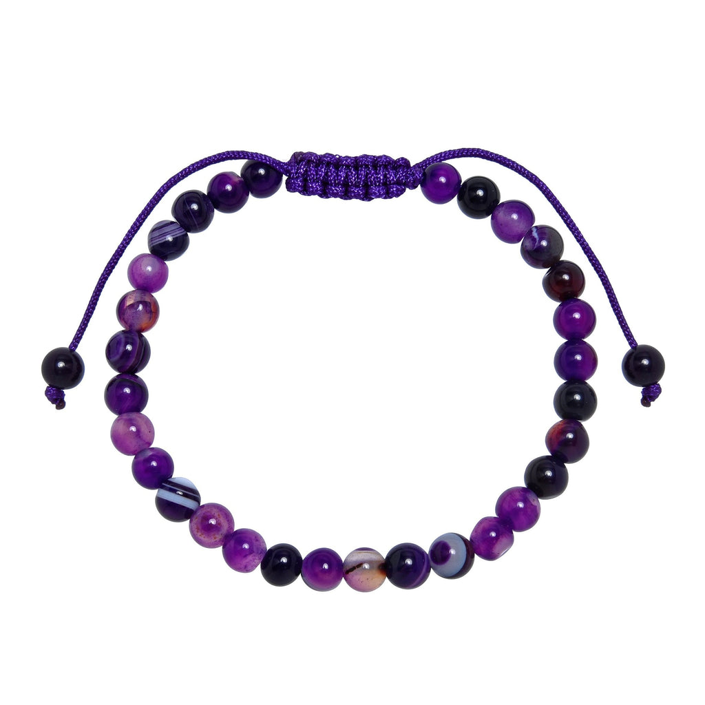 Purple Agate Stone Braided Bracelet B4149-12MM - view 5