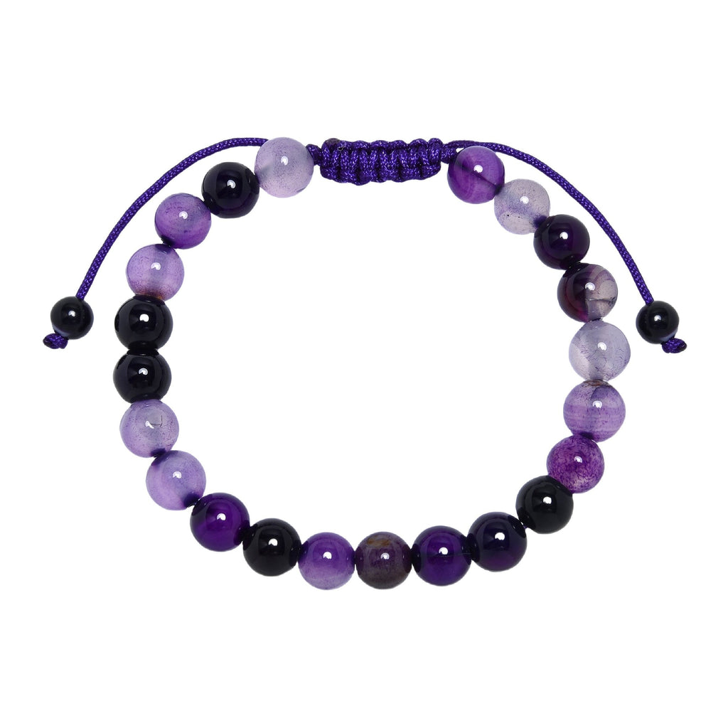 Purple Agate Stone Braided Bracelet B4149-12MM - view 4