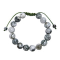 Tree Line Agate Stone Braided Bracelet B4150-Tree Line Agate - 10MM