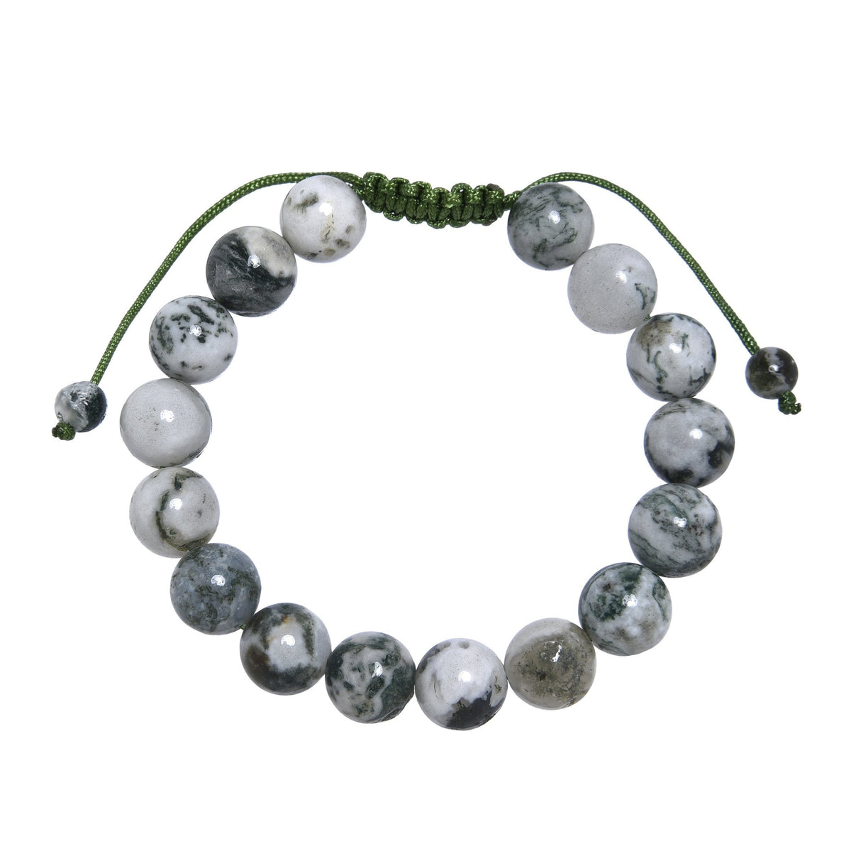 Tree Line Agate Stone Braided Bracelet B4150-Tree Line Agate - 10MM